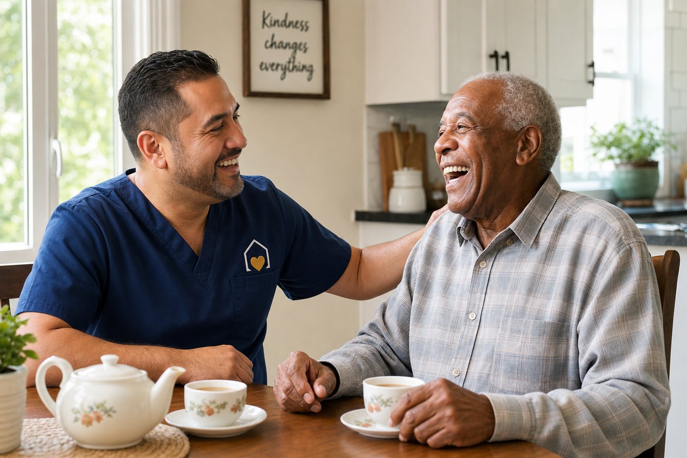 A family reviewing home care options together at a kitchen table